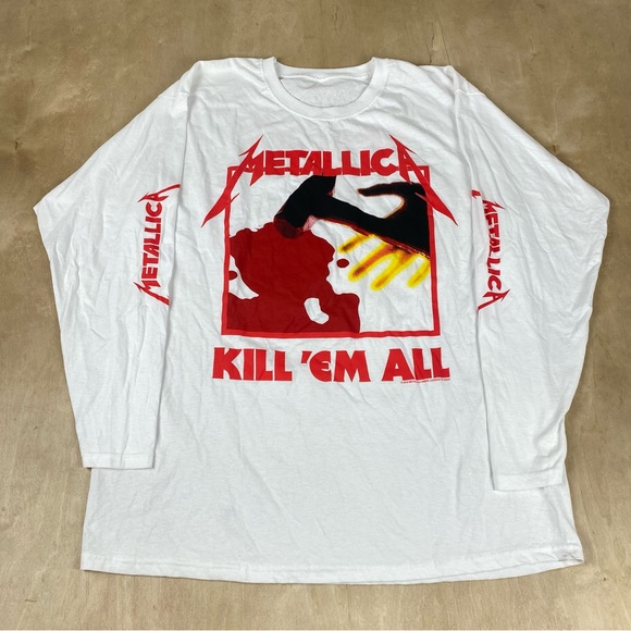 Metallica Other - Metallica Kill ‘Em Bang That Head Tour Men’s XL White T-Shirt Long Sleeve Giant